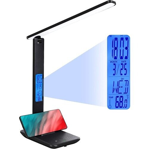 Tweedekans Fuegobird LED Bureaulamp - met kalender - USB-oplaadpoort - opvouwbaar - Zwart Tweedehands