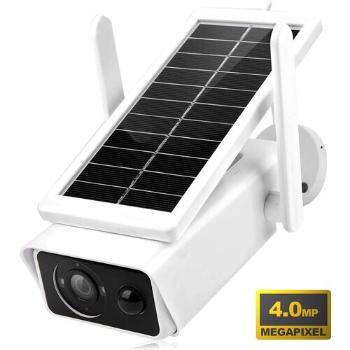 Tweedekans Fuegobird Q1 Zonne Energie Beveiligingscamera's - 4MP - Single-band (2.4 GHz) - IP Camera - Geïntegreerd zonnepaneel - IP66 Waterbestendig - Wit Tweedehands