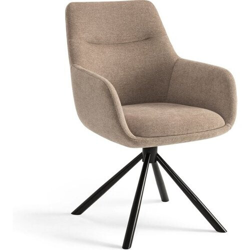 Tweedekans Furnihaus Olivia - Draaibare Eetkamerstoel - Armleuningen - Beige - Stof Tweedehands