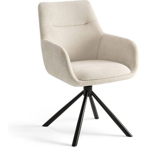 Tweedekans Furnihaus Olivia Draaibare Eetkamerstoel – Met Armleuning – Beige – Comfortabele Stoffen Design Stoel voor Eetkamer of Woonkamer Tweedehands