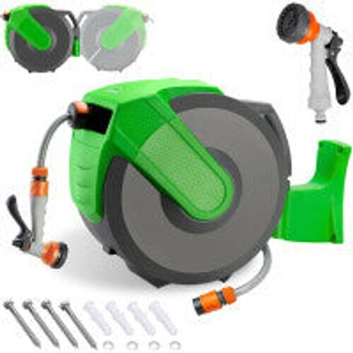 Tweedekans Gardebruk Slanghaspel - Automatisch Oprollen 30 m – Groen Grijs