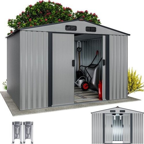 Tweedekans GARDERBRUK gereedschapsschuur – Incl. Fundering – 260 x 205 x 180 cm – Grijs Tweedehands