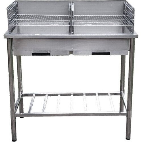 Tweedekans Garten RVS Barbecuetafel - RVS - Voor Buiten - Verstelbaar - 100x50.5x87cm Tweedehands
