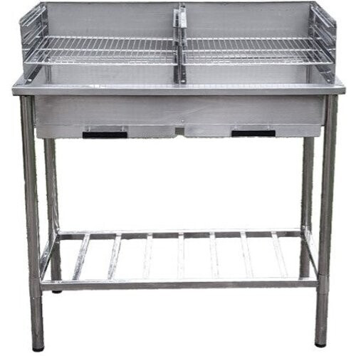 Tweedekans Garten RVS Barbecuetafel - RVS - Voor Buiten - Verstelbaar - 100x50.5x87cm Tweedehands