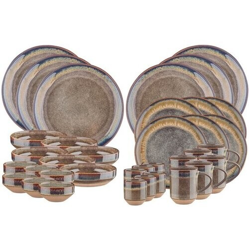 Tweedekans Björn – Serviesset Genesis Basalt – 36-delig & Ovenbestendig – Voorzien Van Asymmetrische Vormen En Glazuurlaag – Voor Dagelijks Gebruik En Diner – Antraciet Steengoed Tweedehands