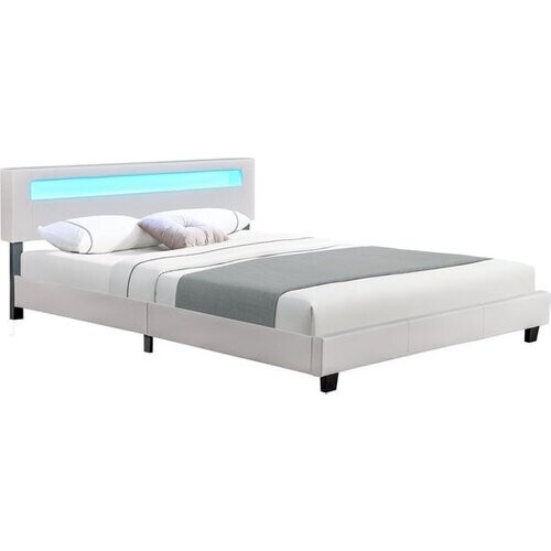 Tweedekans Gestoffeerd bed Paris - 160 x 200 cm - Wit - LED Verlichting Tweedehands
