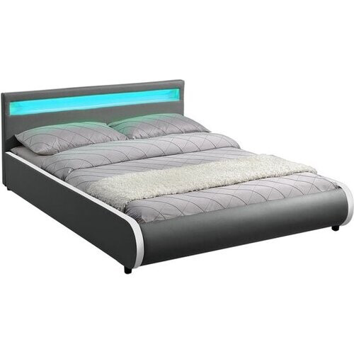 Tweedekans Gestoffeerd bed Sevilla - 140 x 200 cm - Donkergrijs - LED Verlichting