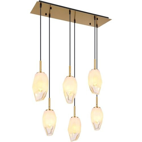 Tweedekans Globo - Barcley Hanglamp - Messing Metaal - Opaal & Helder Glas - Klassiek Design - E14 Fitting - In Hoogte Verstelbaar Tweedehands