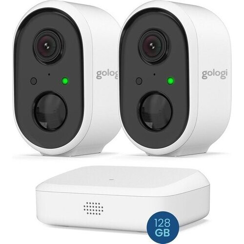 Tweedekans Gologi Homestation Beveiligingscamera Draadloos Buiten - Met Nachtzicht - WIFI Camera - Security camera - Oplaadbaar - 2K Ultra HD - 128G Homestation - Set van 2 + Station Tweedehands