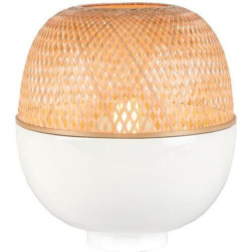 Tweedekans GOOD&MOJO Tafellamp Mekong - Bamboe/Wit - Ø30cm - Scandinavisch, Bohemian Tweedehands