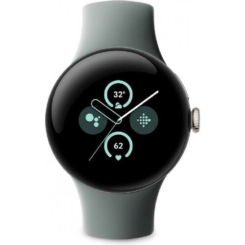 Tweedekans Google Pixel Watch 2 - Goud (grijs) - GPS - Hartslagmonitor - Stressmanagement - Grijze Siliconenband Tweedehands