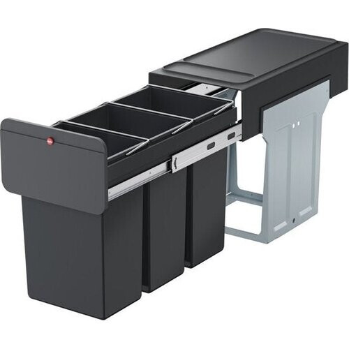 Tweedekans Hailo 0310-300 EcoLine Design Trio L - Inbouwafvalemmer 3x10L - 3 Compartimenten Zwart Tweedehands