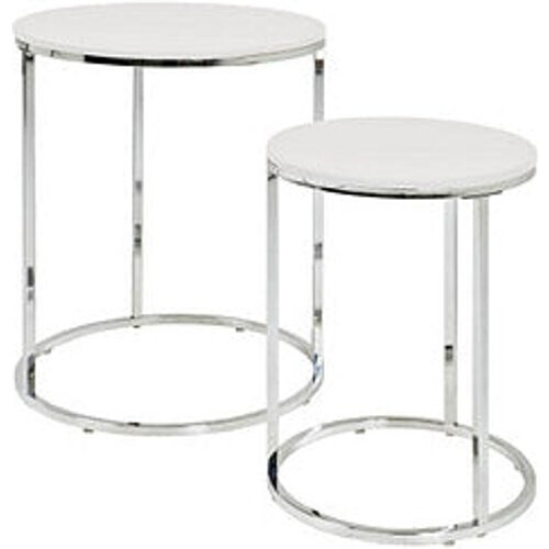 Tweedekans HAKU Möbel - Moderne Witte/Houten Bijzettafelset - 30,0/40,0 x 30,0/40,0 x 40,0/50,0 cm Tweedehands
