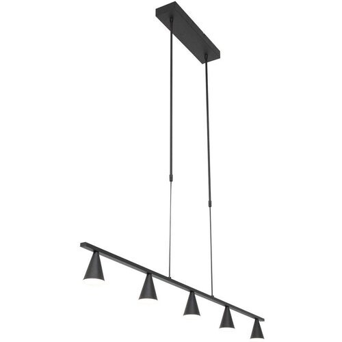 Tweedekans Hanglamp Vortex 3066ZW Zwart 5 lichts lichtkleur instelbaar in hoogte verstelbaar kunststof/metaal Steinhauer Tweedehands