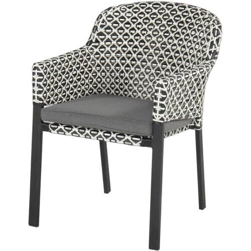 Tweedekans Hartman Kelly Dining Tuinstoel - Rotan - White-Black Tweedehands