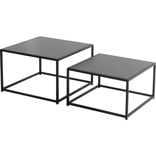 Tweedekans Hartman Bijzettafel - 2 Stuks  - Marie - Keramiek Blad - Hoogwaardig Aluminium Frame - Weerbestendig - Zwart Tweedehands
