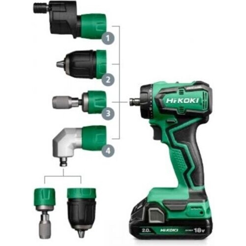 Tweedekans HiKOKI DS18DDQWSZ Accu Boorschroefmachine 18V 5,0Ah Li-Ion met opzetstukken in HSC II koffer Tweedehands
