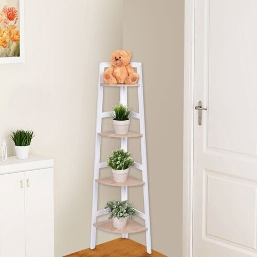 Tweedekans Hoekplank 4 niveau wandplank Standregal Wood 32 x 32 x 138 cm Tweedehands