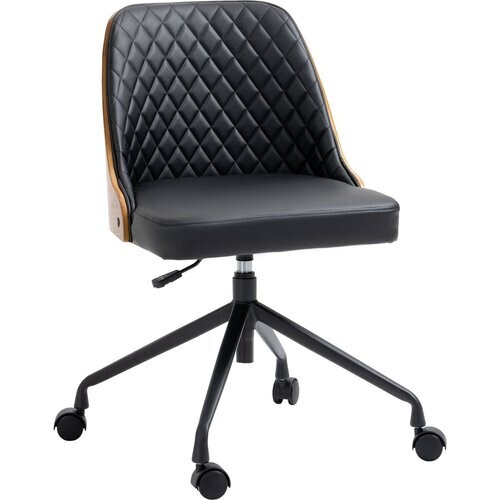 Tweedekans HOMdotCOM Bureaustoel In hoogte verstelbaar Ergonomisch 360° Draaibare Wielen Synthetisch Leer Zwart 48,5 x 54,5 x 81-87 cm Tweedehands