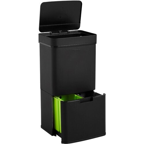 Tweedekans Homra Nexo Prullenbak Afvalscheiding 72 Liter - Zwarte Sensor Prullenbak 3 vakken - 2x12L + 48L - Recycle Afvalbak - Vuilnisbak voor huishouden en kantoor - Vuilbak keuken Afvalemmer - Afvalscheidingsprullenbakken - Automatische Soft Close Deks