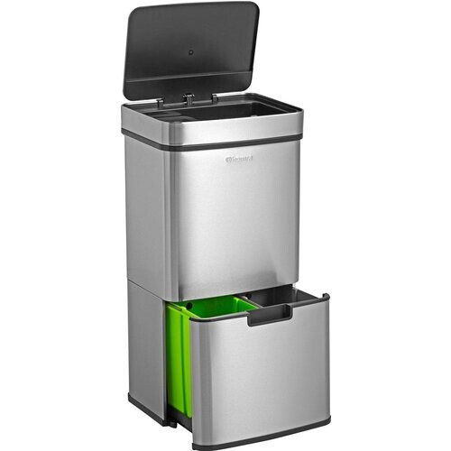 Tweedekans Homra Nexo Sensor Prullenbak – 72L Afvalscheiding (2x12L + 48L) – RVS – Automatisch Openend  – 31.5 x 42 x 82.5 cm -grijs