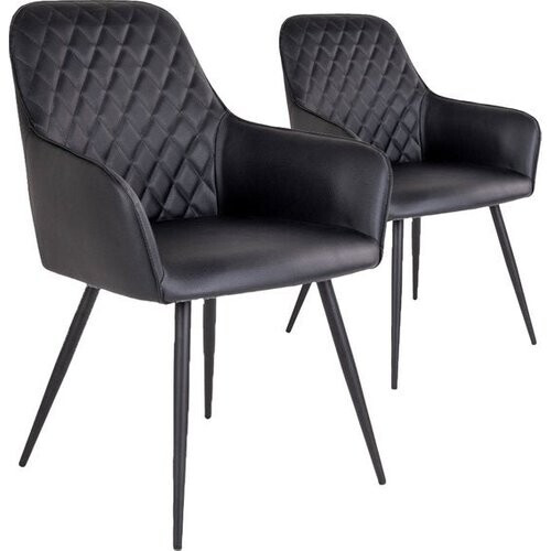 Tweedekans House Nordic Harbo Eetkamerstoel Vegan Leer Zwart - Set van 2 Tweedehands