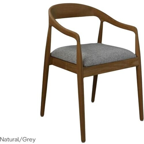 Tweedekans Hsm Collection Modena Eetkamerstoel - Teak en Grijs – Tijdloos Design – 55 × 41 × 78 cm Tweedehands