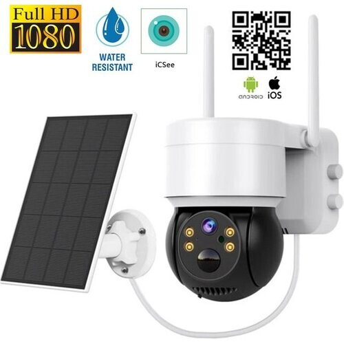 Tweedekans icsee Beveilingscamera met zonnepanneel - waterbestendig - 1024 x 1080 pixels - zwart Tweedehands