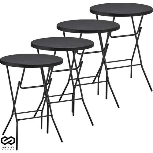 Tweedekans Infinity Goods 4x Stevige Zwarte Statafels - Partytafel - Robuust en Weersbestendig - Inklapbaar - 80cm x 110cm - Feest Tweedehands