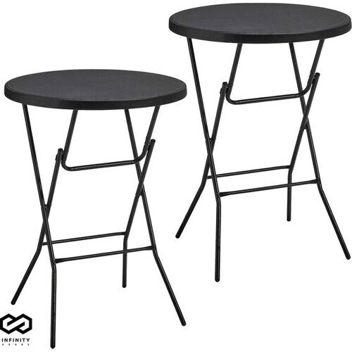 Tweedekans Infinity Goods Stevige Zwarte Statafels - Set van 2 - Inklapbaar - Ø 80 x 110 cm Tweedehands