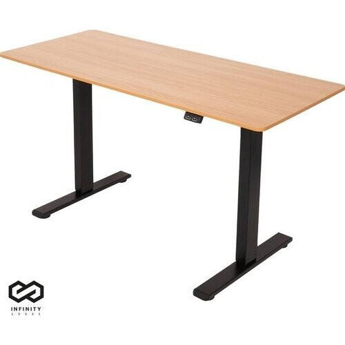 Tweedekans Infinity Goods Zit Sta Bureau - Elektrisch Verstelbaar In Hoogte - 140 x 60 CM - Bruin Tweedehands