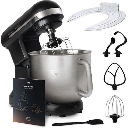 Tweedekans JAP Appliances Mastermix - Keukenmachine (1000W) - Keukenrobot met 6 snelheden en pulse-functie - Mixer met 5.7 liter mengkom - Inclusief pannenlikker - Mat zwart Tweedehands