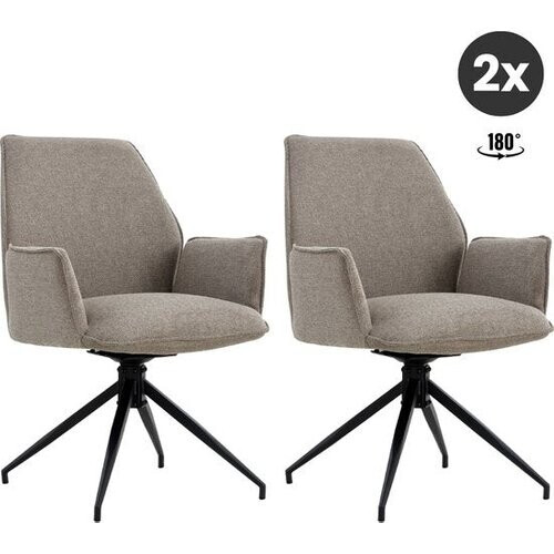 Tweedekans Jill Eetkamerstoelen - Modern - Linnen Taupe (Set van 2) Tweedehands