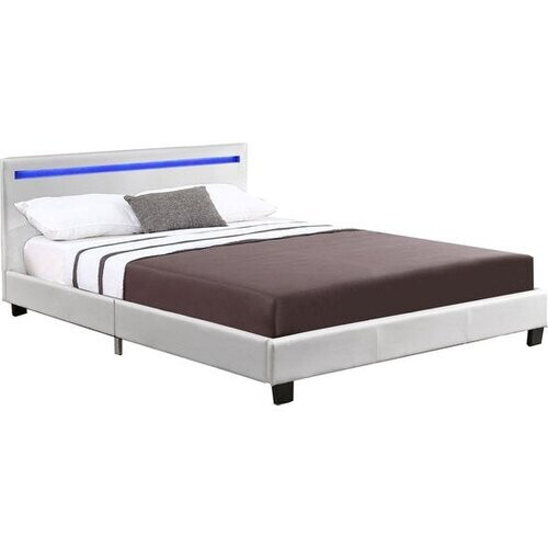 Tweedekans Juskys Gestoffeerd bed Verona - 120 x 200 cm - Wit - LED Verlichting Tweedehands
