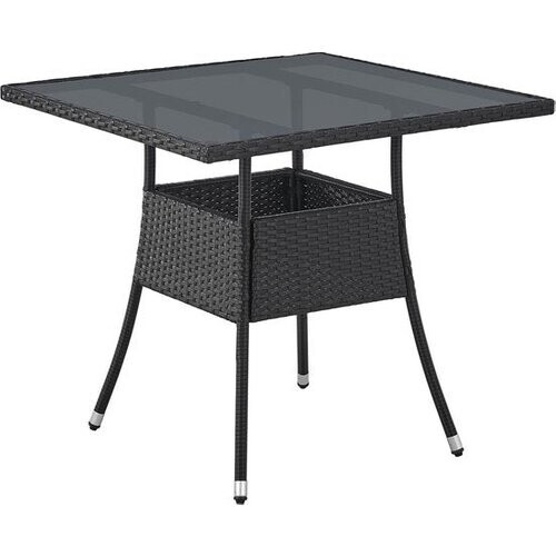 Tweedekans Juskys Polyrotan Tuintafel / Bijzettafel / Balkontafel Yoro - Vierkant - 80 x 80 cm - Zwart - Incl. Glasplaat Tweedehands