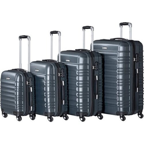 Tweedekans Juskys Trolley Reiskofferset / Kofferset Rome - 4-delig - Antraciet - ABS Tweedehands