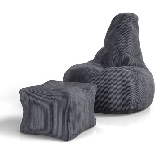 Tweedekans Juskys Zitzak Chillex XL met Poef – Donkergrijs, 83x78x103 cm Tweedehands