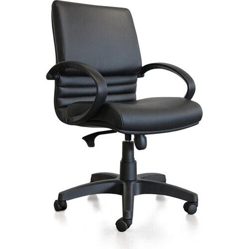 Tweedekans Kangaro bureaustoel - LEANNA - zwart leer - max 120 kg draaggewicht - K-850550 Tweedehands