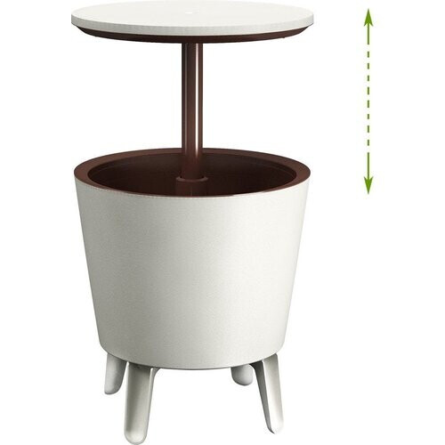Tweedekans Keter bijzettafel drinkkoeler coolbar cocktailtafel 50x57-85cm 30L wit-bruin Tweedehands