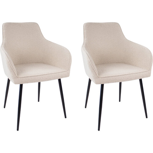 Tweedekans Kick Set van 2 Eetkamerstoelen Maud - 51 x 58 x 88 cm - Boucle Beige Tweedehands