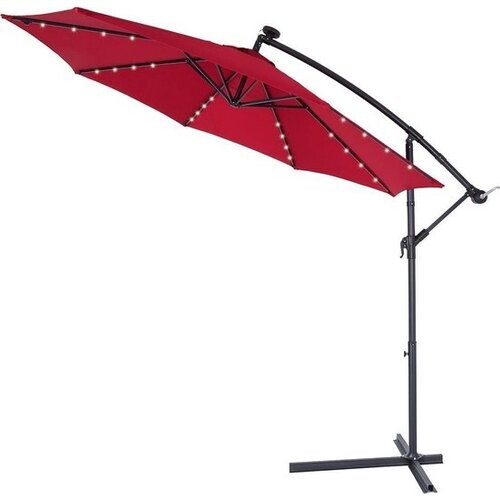 Tweedekans Kingsleeve Zweefparasol - Parasolvoet LED-verlichting 330cm - Rood Tweedehands
