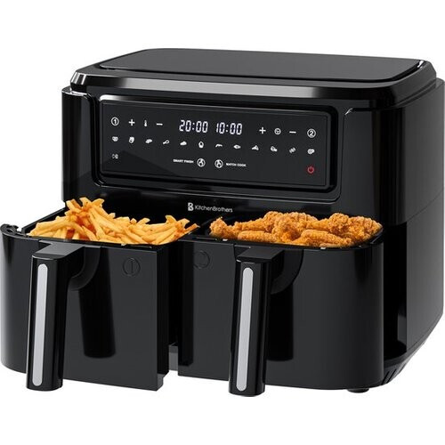Tweedekans KitchenBrothers Airfryer – Dual Zone & 9 Liter – 2400 W – 36,1 x 40 x 32 cm – Zwart Tweedehands