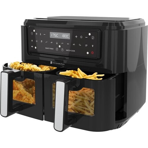 Tweedekans KitchenBrothers Airfryer XXL - 2x 4.5L - 2400W - Zwart