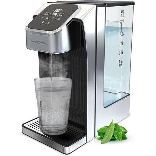 Tweedekans KitchenBrothers Heetwaterdispenser – 2,7L Inhoud, Instelbare Temperatuur – 2600W – 26,4 x 15 x 30,2 cm – RVS/Zwart Tweedehands