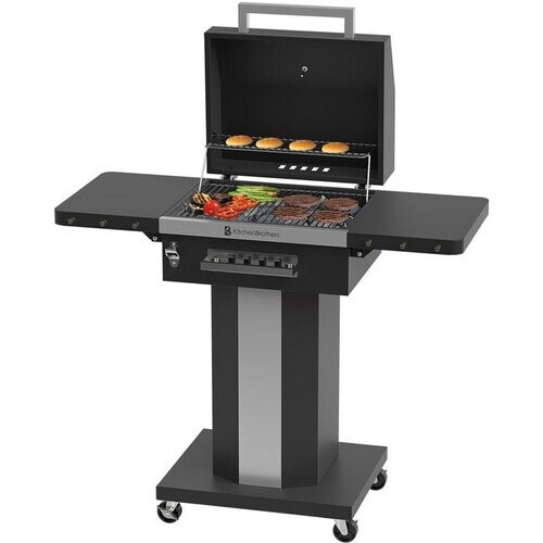 Tweedekans KitchenBrothers Houtskool Barbecue Grill – Met Deksel, Warmhoudrek & Wielen – 81 x 48 x 94 cm – Zwart Tweedehands