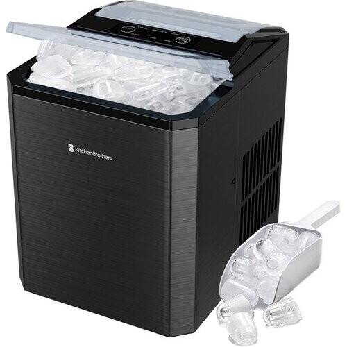 Tweedekans KitchenBrothers IJsblokjesmachine - 1L - Easy Clean + Zelfreinigingsfunctie - IJsblokjesmaker – 12kg/24 uur - Gunmetal RVS Tweedehands