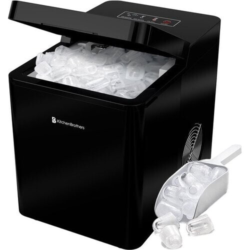 Tweedekans KitchenBrothers IJsblokjesmachine - 2.1L - Easy Clean + Zelfreinigingsfunctie - IJsblokjesmaker - IJsschep – 15kg/24 uur - Zwart Tweedehands