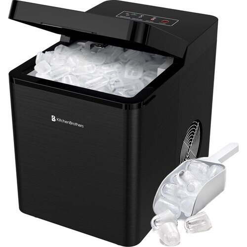 Tweedekans KitchenBrothers IJsblokjesmachine - Zeilfreinigingsfunctie - 15kg/24uur - RVS - Zwart Tweedehands