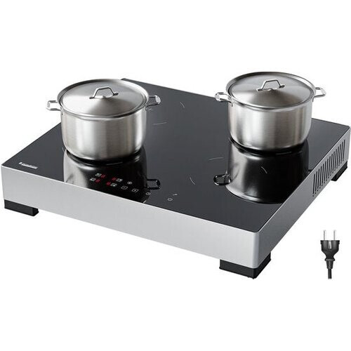 Tweedekans KitchenBrothers Inductie Kookplaat - Vrijstaande Inductieplaat - 60 cm - 4 Zones - 1 Fase - Tot 2400W - Zilver/RVS Tweedehands