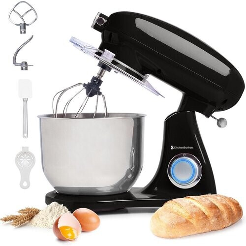 Tweedekans KitchenBrothers Keukenmachine - Keukenmixer met 6L RVS Mengkom - 1800W - Zwart